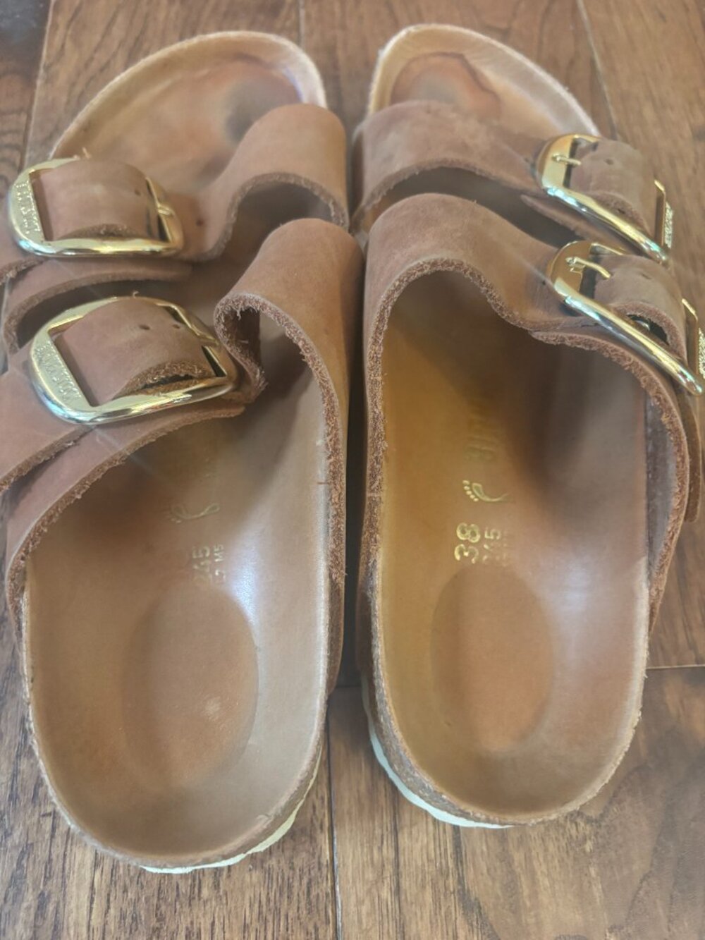 Birkenstock Arizona Big Buckle Cognac Leather Sandals Size 38 - Picture 3 of 3
